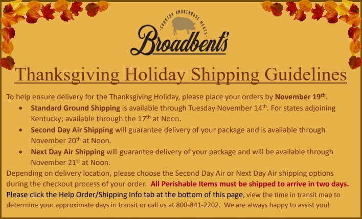 Broadbent Shipping Instructions