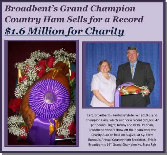 Broadbent Ham sells for 1/6 Million Dollars