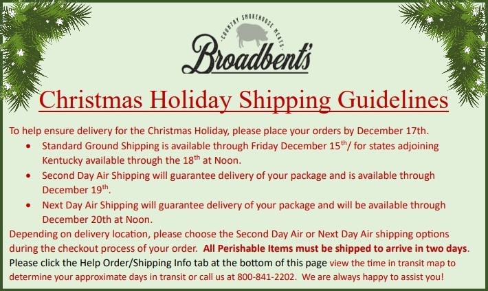 Broadbent Shipping Instructions